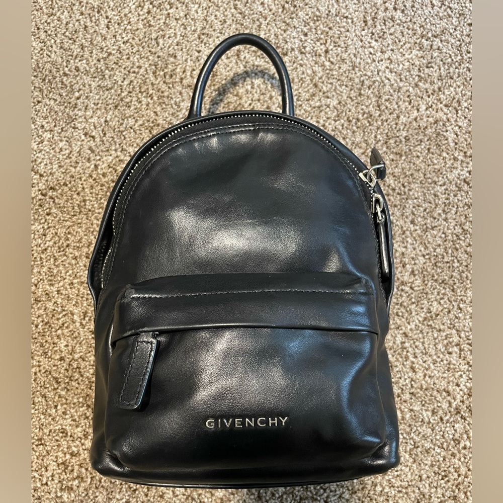 Givenchy Black Leather Mini Logo Backpack